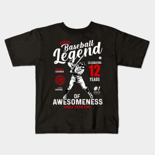 12th Birthday Gift Baseball Legend 70 Years Kids T-Shirt